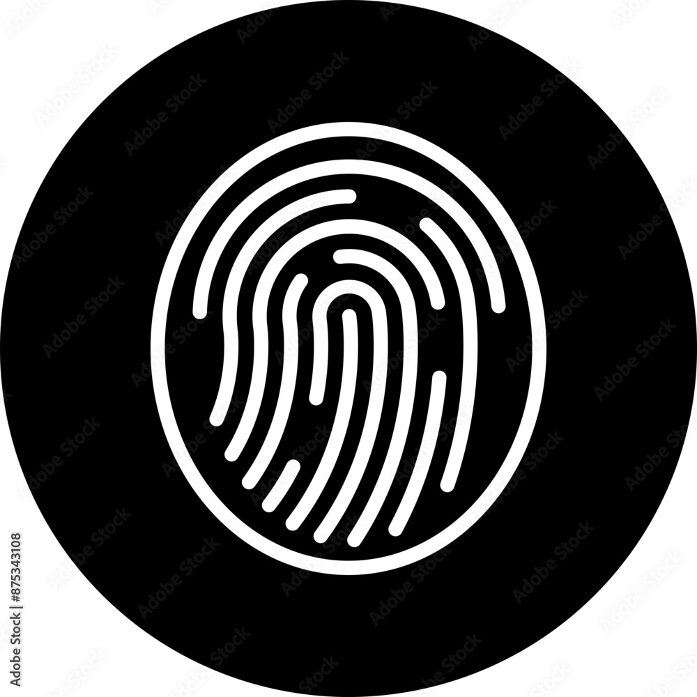 Finger Print Vector Line White Circle Black Finger Print Vector Line White Circle Black