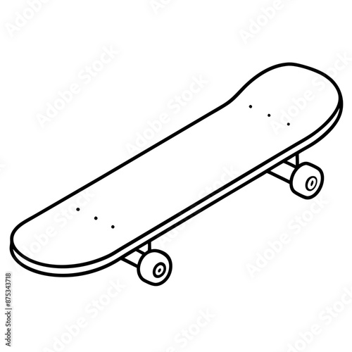 skateboard outline coloring book page line art illustration digital drawing