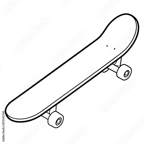 skateboard outline coloring book page line art illustration digital drawing