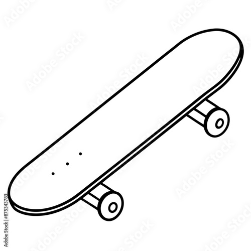 skateboard outline coloring book page line art illustration digital drawing