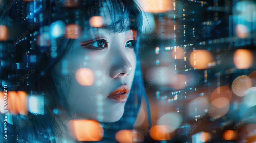 Woman futuristic digital eye