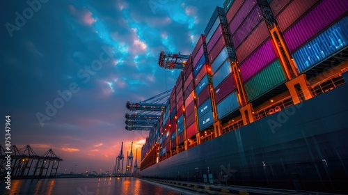 Wallpaper Mural Colossal Container Ship at Blue Hour Torontodigital.ca