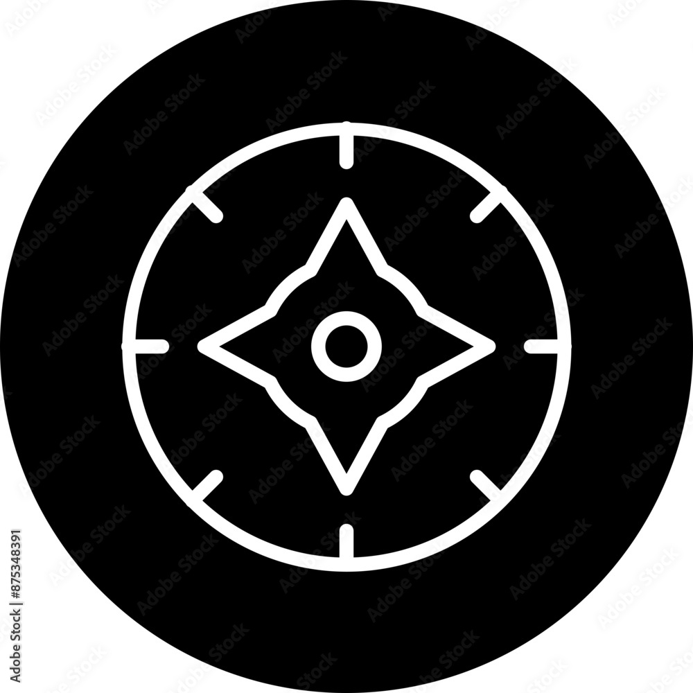 Compass Vector Line White Circle Black Compass Vector Line White Circle Black