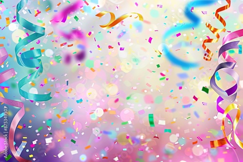 Festive Confetti and Ribbons Background.