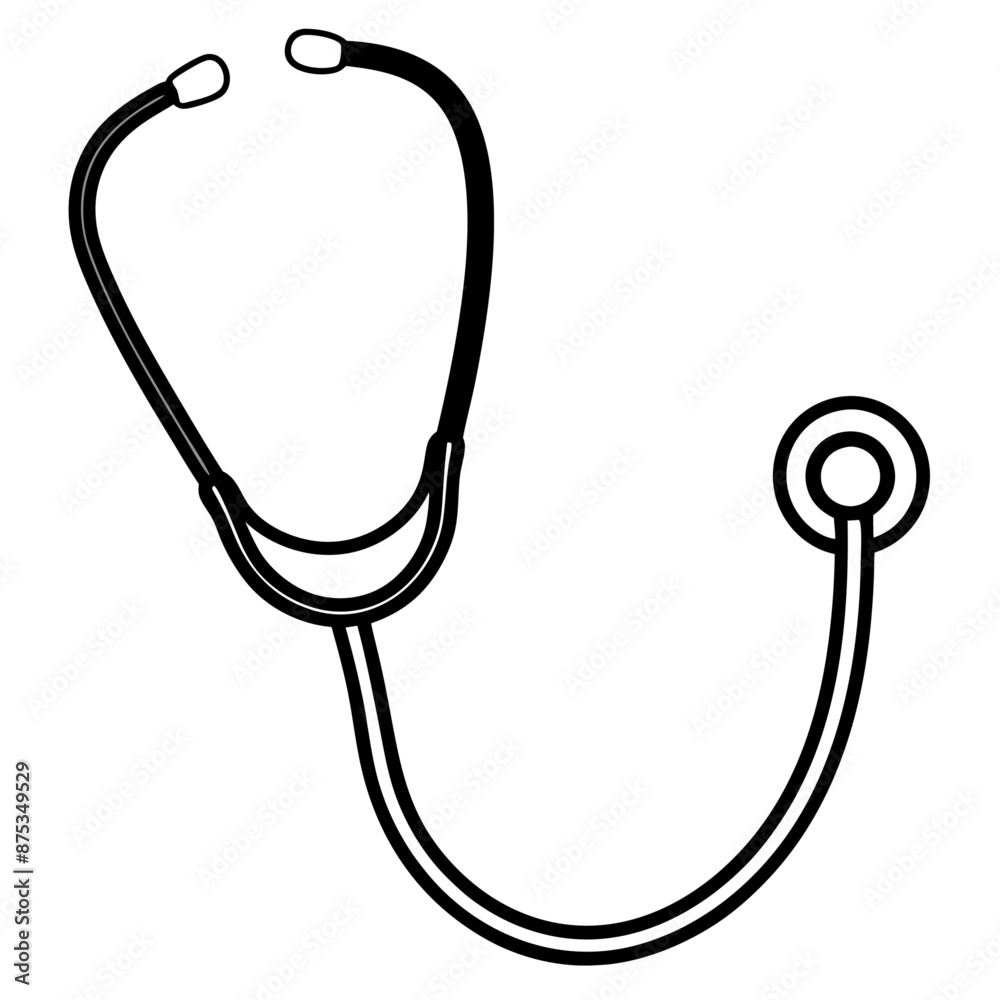 stethoscope outline coloring book page line art illustration digital drawing