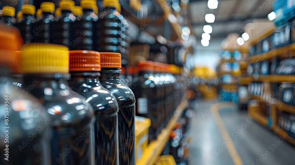 Defocused View of Oil Gallons in a Storage Room with Blurred Price Tags and Ample Copy Space Defocused View of Oil Gallons in a Storage Room with Blurred Price Tags and Ample Copy Space