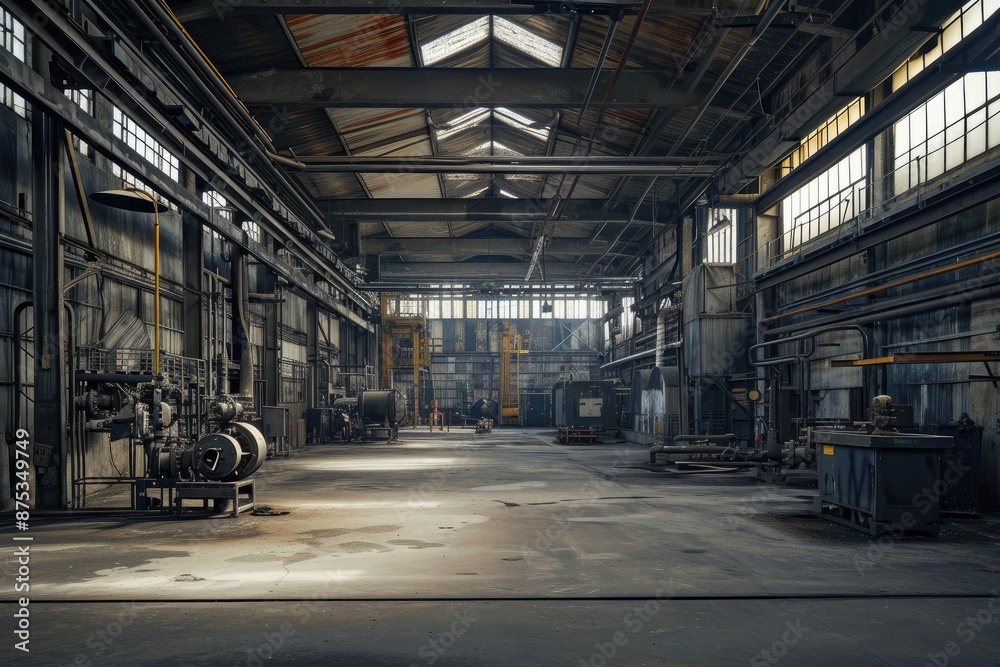 Factory Interior: Minimalist Grey Aesthetic, No Humans Factory Interior: Minimalist Grey Aesthetic, No Humans