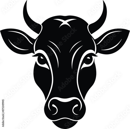 Wallpaper Mural Cow head silhouette vector,  isolated black silhouette of a cow head collection Torontodigital.ca