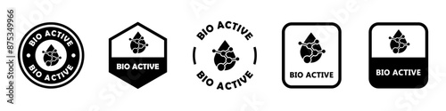 Bio Active - vector signs for food supplement packaging label.