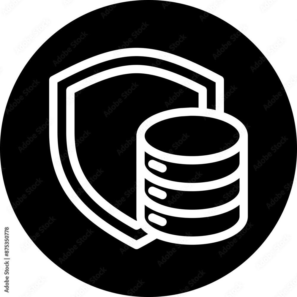 Data Protection Vector Line White Circle Black Data Protection Vector Line White Circle Black