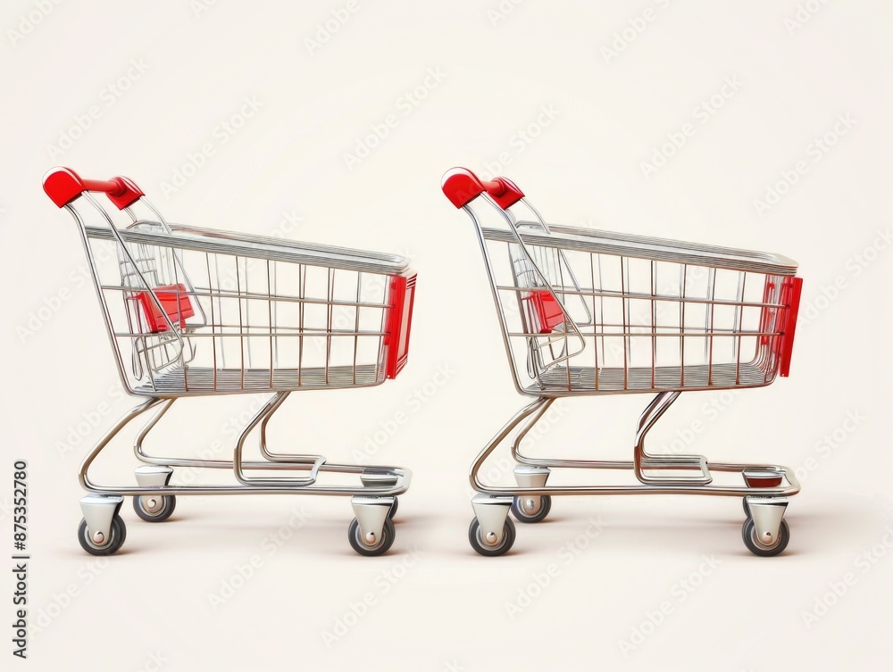 Empty Shopping Carts Side By Side Empty Shopping Carts Side By Side
