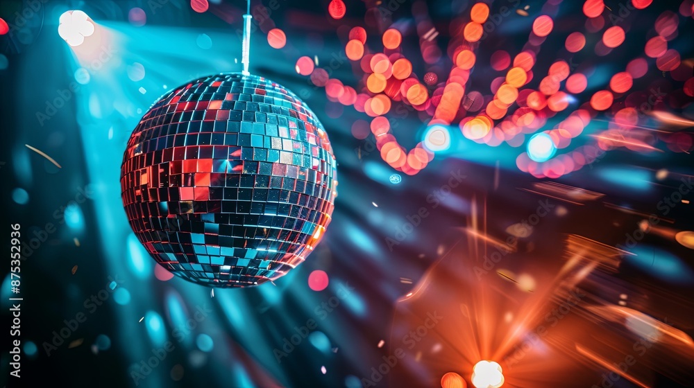 Fototapeta premium Disco ball with colorful lights.