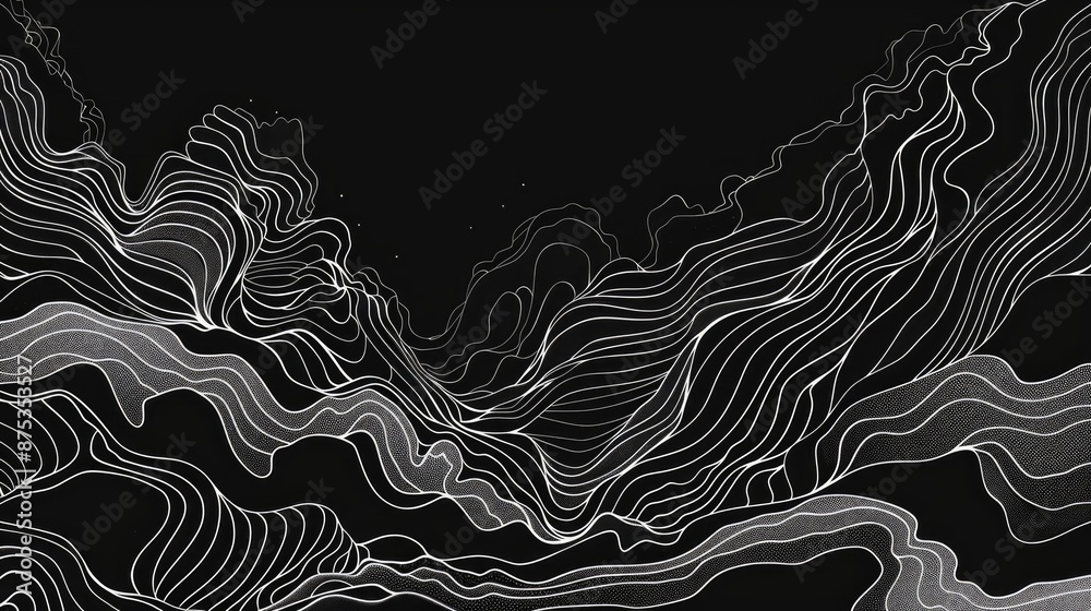 Fototapeta premium Monochrome abstract outline border
