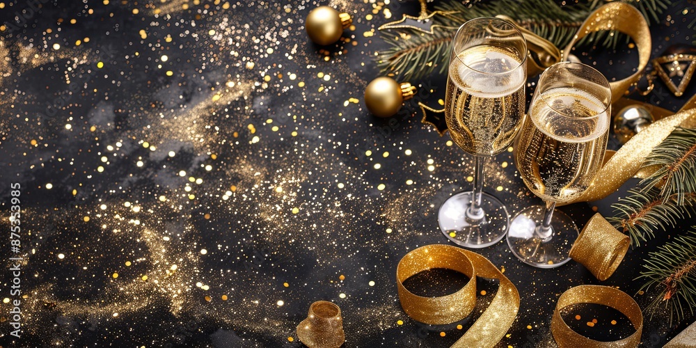 Festive Champagne Toast with Golden Accents. Festive Champagne Toast with Golden Accents.