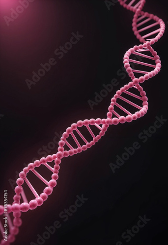 a pink dna strand is shown against a black background