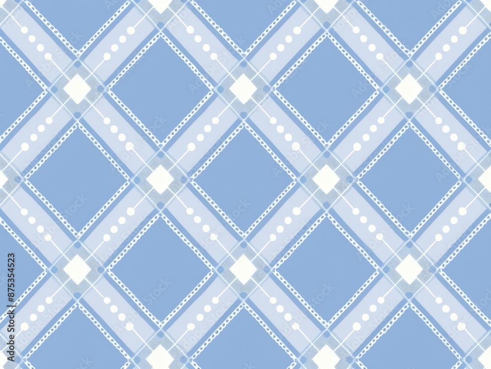 Blue and White Checkered Pattern with Dots Blue and White Checkered Pattern with Dots