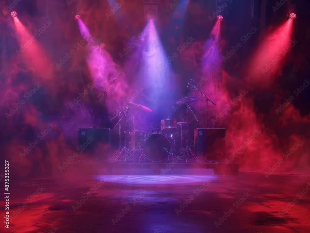 Dark rock: a banner with heavy sound and haze on the stage Dark rock: a banner with heavy sound and haze on the stage
