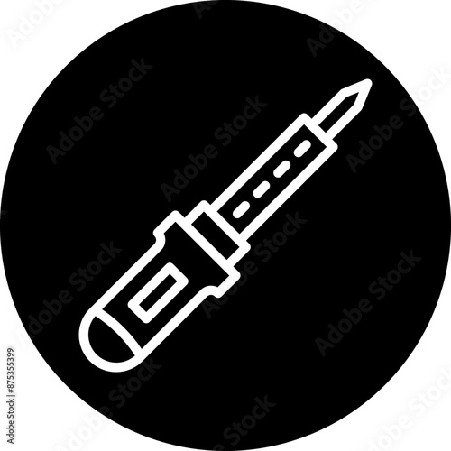 Soldering Iron Vector Line White Circle Black