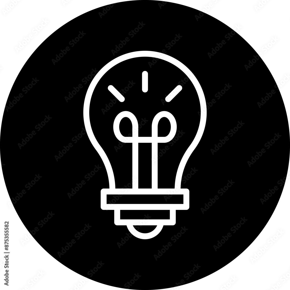 Idea icon Vector Line White Circle Black Idea icon Vector Line White Circle Black