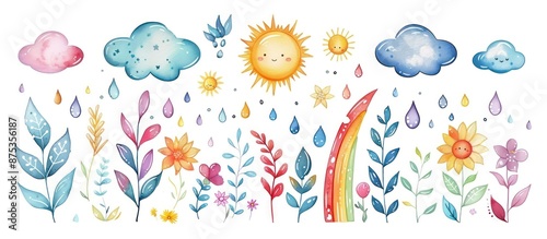 Watercolor Illustration of Nature Elements