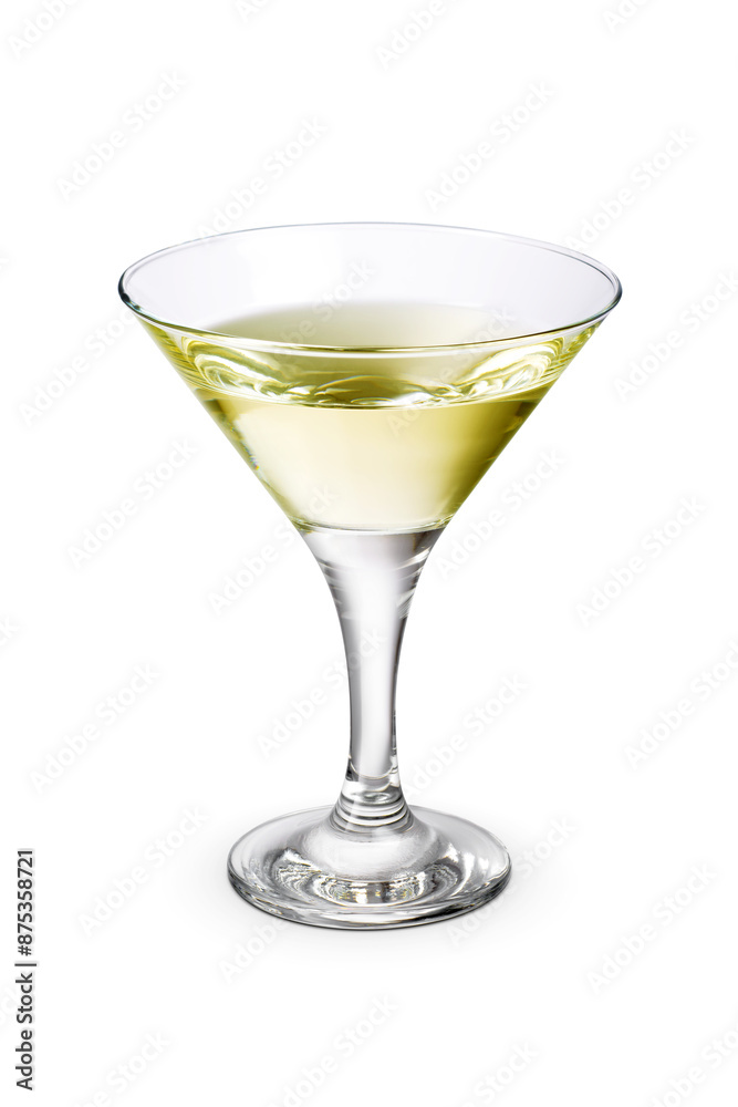 One classic martini cocktail served in a conical glass isolated. Transparent PNG image. One classic martini cocktail served in a conical glass isolated. Transparent PNG image.