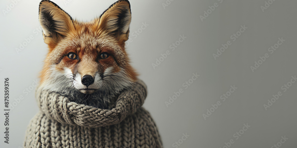 Fototapeta premium Fox in a Knitted Sweater