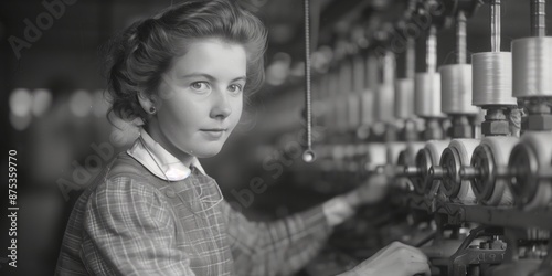 Woman Operating Machinery in a Factory