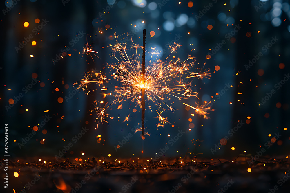 Fototapeta premium Brilliant fireworks illuminating the night sky against a black background, creating a stunning and vibrant explosion of colors and light