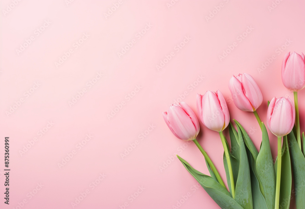 Pink Tulips on a Soft Pastel Background Pink Tulips on a Soft Pastel Background