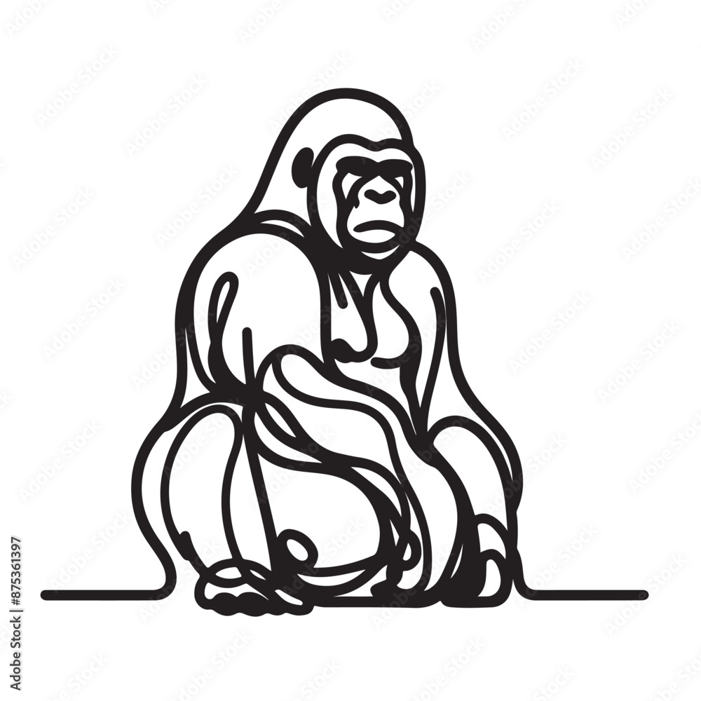 a single line sillahoutte gorila a single line sillahoutte gorila