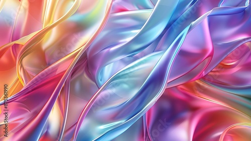 Wallpaper Mural 3D render of a colorful abstract background with smooth, flowing prism shapes Torontodigital.ca