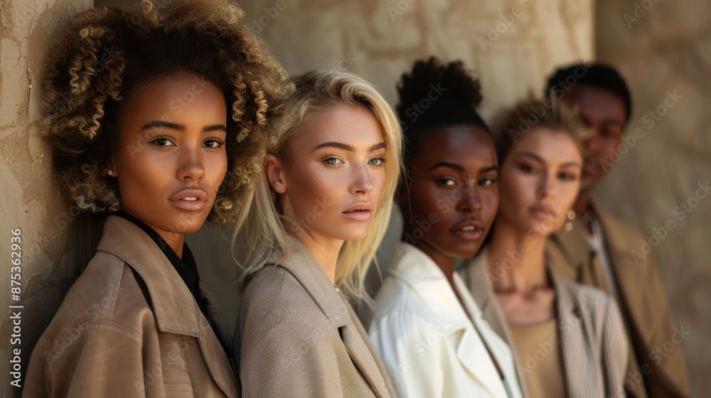 Diverse Multiracial Models in Trendy Outerwear. Generative ai Diverse Multiracial Models in Trendy Outerwear. Generative ai