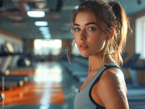 Woman Sweating After Workout at Gym