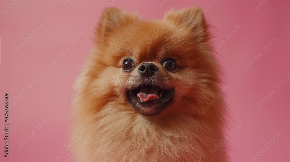 Portrait of cute joyful Pomeranian, pet dog animal banner Portrait of cute joyful Pomeranian, pet dog animal banner