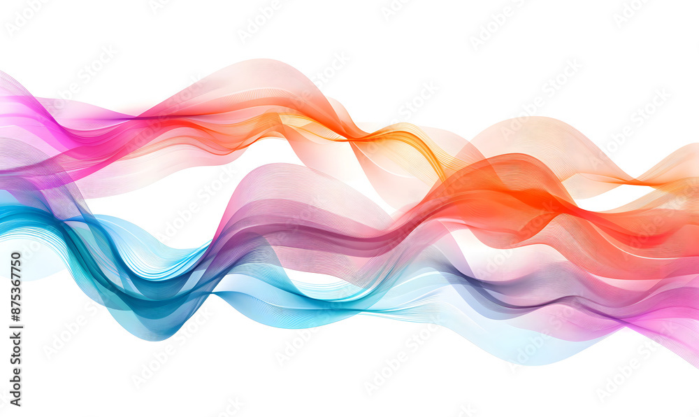 Fototapeta premium Abstract background design with colorful waves and lines on white, vector illustration of a sound wave or audio spectrum design