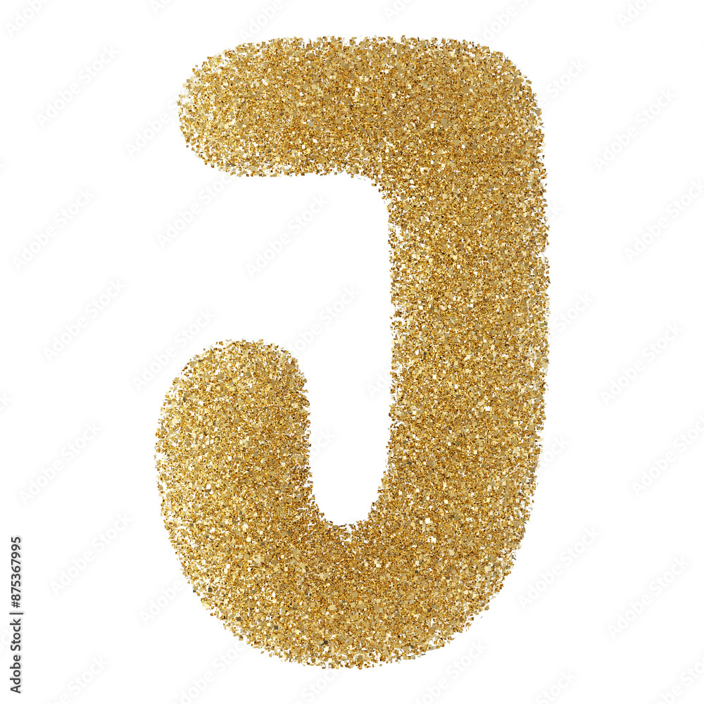 Gold Glitter Font Letter J uppercase