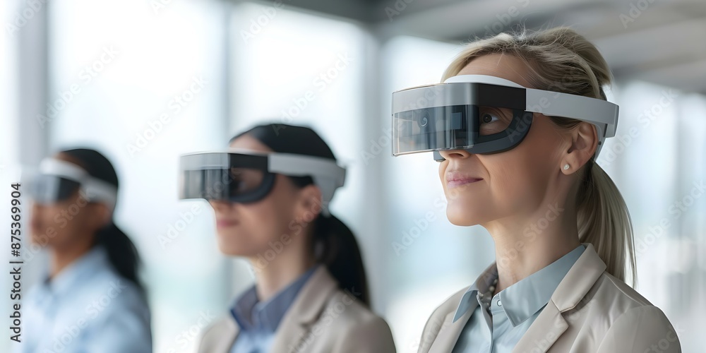 Networking professionals embrace cutting-edge technology at virtual conference with AR glasses for immersive experience. Concept Networking Professionals, Cutting-Edge Technology, Virtual Conference Networking professionals embrace cutting-edge technology at virtual conference with AR glasses for immersive experience. Concept Networking Professionals, Cutting-Edge Technology, Virtual Conference