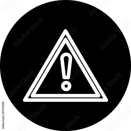 Warning Vector Line White Circle Black
