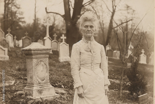 ghost of a lady in the cemetery photo