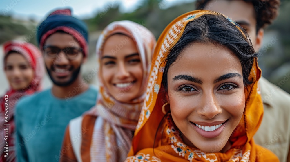 Unity in Diversity - Multicultural Group of Smiling People Standing Together on Clear Background for Text Space