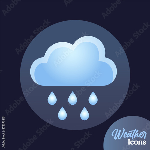 Vector weather icon with heavy rain for mobile apps, websites, weather forecast, etc.	
