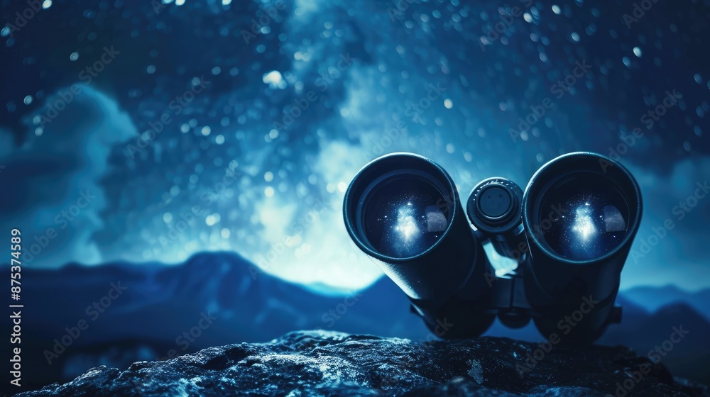 Scenic Sky View Seen Through Elegant Binoculars Scenic Sky View Seen Through Elegant Binoculars