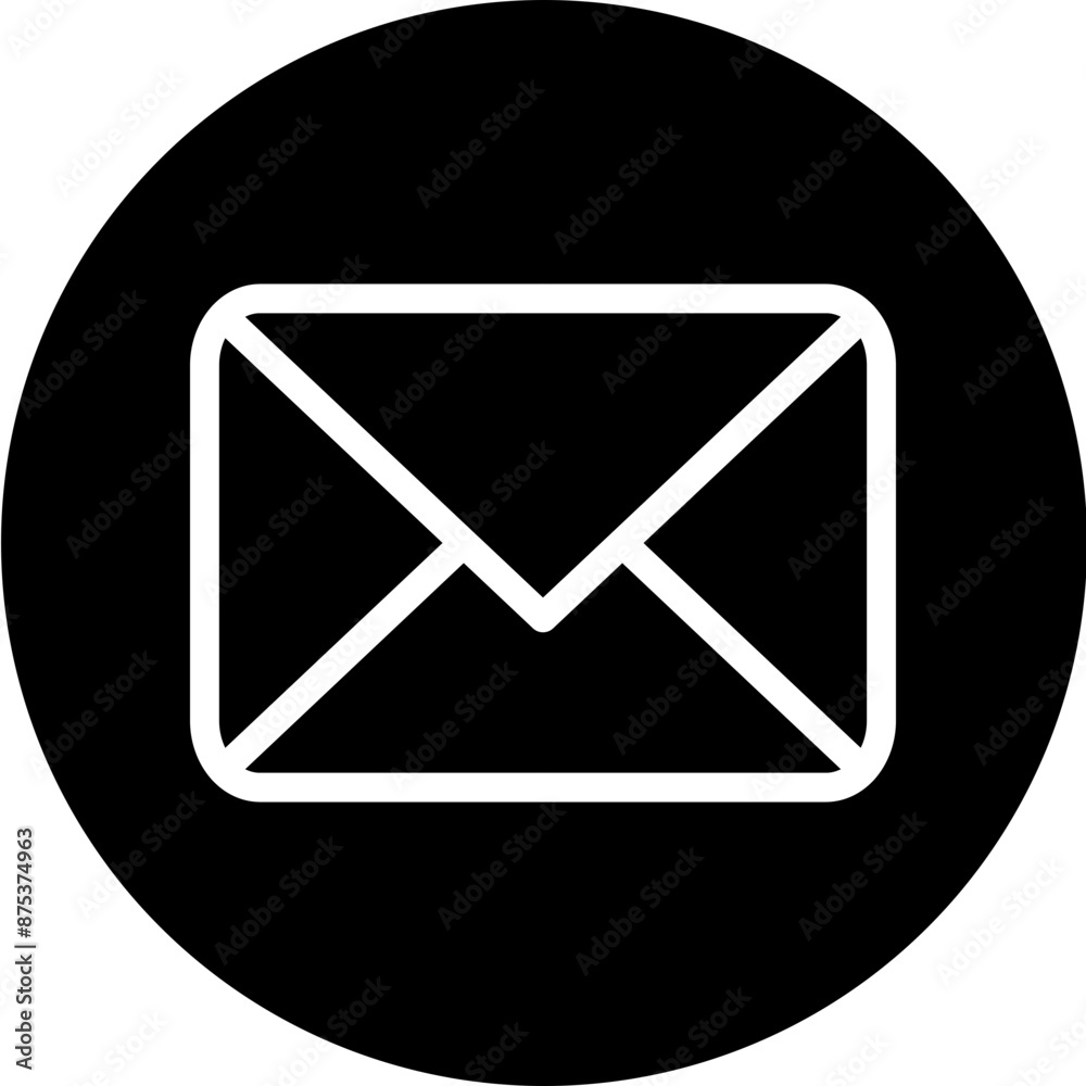 envelope Vector Line White Circle Black envelope Vector Line White Circle Black