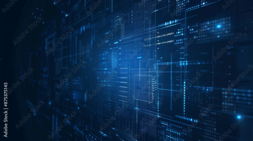 Abstract Background with Blue Grid Technology and Data Matrix Abstract Background with Blue Grid Technology and Data Matrix