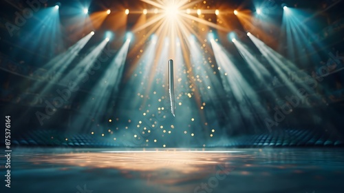 Suspended Razor Reflects Dramatic Lights Above Orchestra Pit During Performance photo