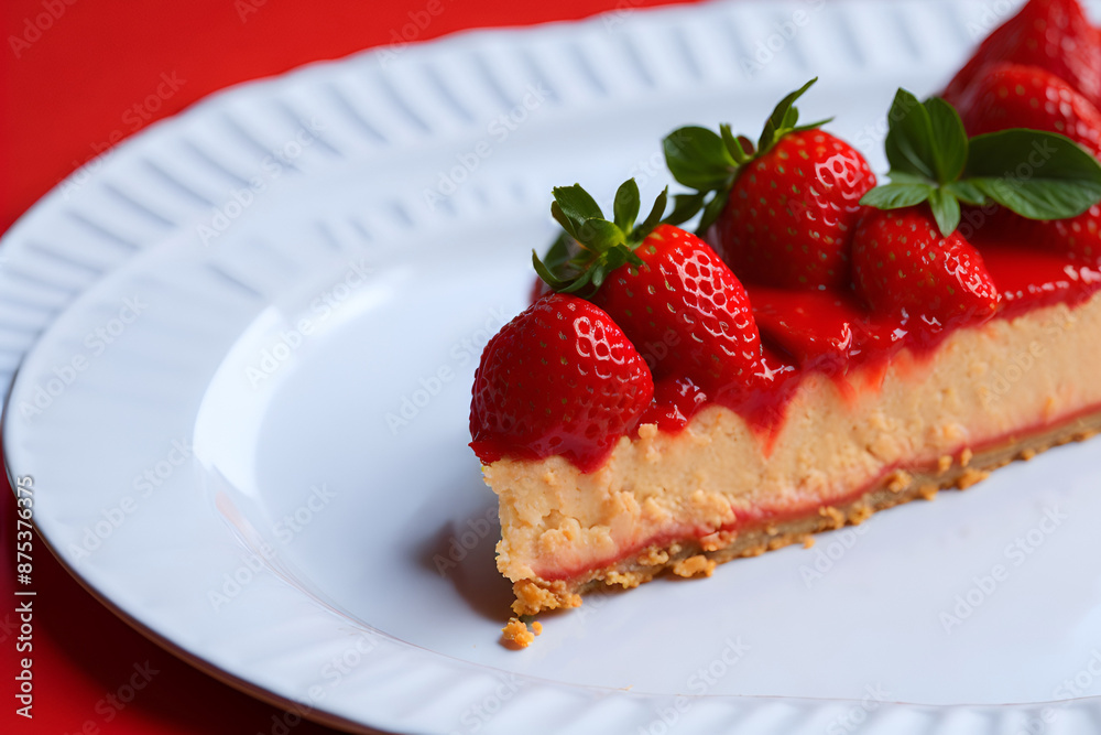 Strawberry pie carefully decorated with slices of the fruit, a temptation for dessert lovers. Generated by AI Strawberry pie carefully decorated with slices of the fruit, a temptation for dessert lovers. Generated by AI
