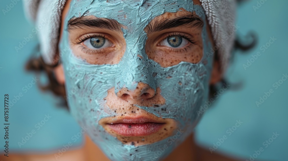 Fototapeta premium A woman with a facial mask, Facial health care and cosmetics concept.