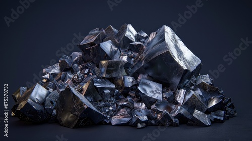 Iron manganese tungsten mineral ore with monoclinic crystal structure on a dark background