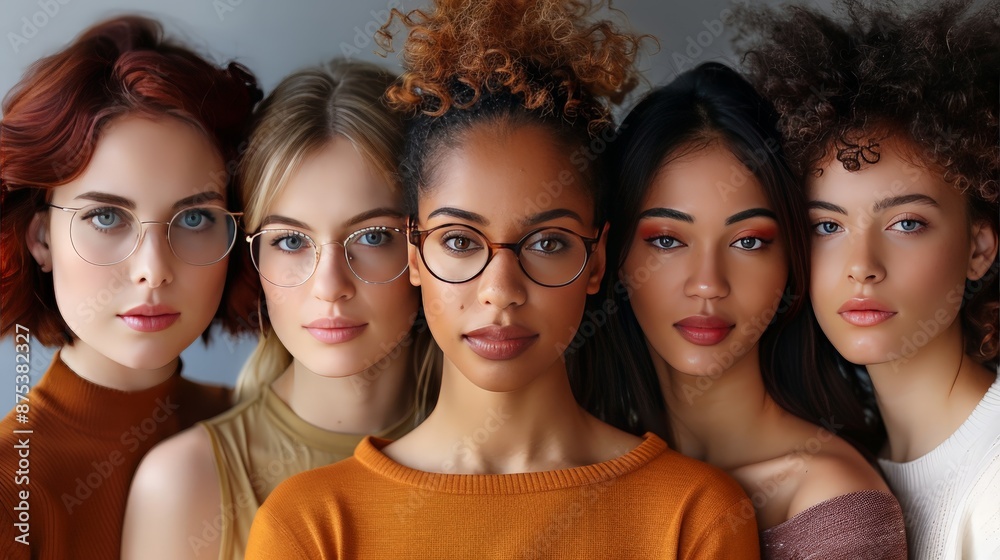 Six women are shown with thoughtful expressions Six women are shown with thoughtful expressions
