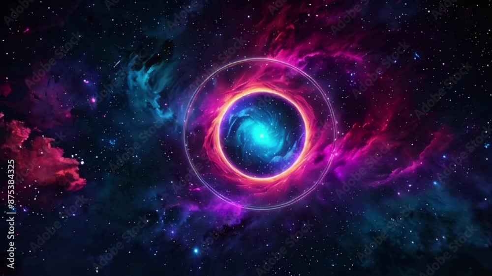 nebula that sweeps across the sky, illuminating both the planet's rings and the ocean in a kaleidoscope of colors, 4K Lofi Anime-style, Cyan purple colors manga style animation video nebula that sweeps across the sky, illuminating both the planet's rings and the ocean in a kaleidoscope of colors, 4K Lofi Anime-style, Cyan purple colors manga style animation video